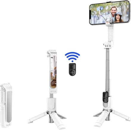 Selfie Stick - Tripod - Bluetooth Afstandsbediening - Uitschuifbaar - Statief - Universeel - Wit