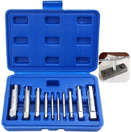Dailygoods - ap Extractor, 10 stuks Broken Head Schroef Bout Tap Removers Set, Broken Tap Extractor HSS Removal Tools Kit, Stripped Schroef Extractors met Box, 3 Fluiten & 4 Schijven