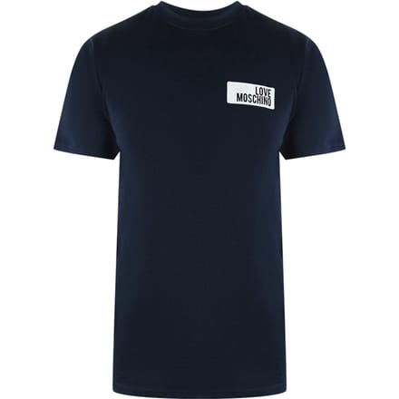 Ik Ben Dol Op Het Moschino Block Logo T-shirt In Marineblauw