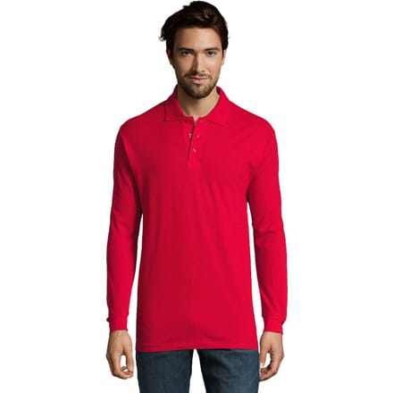 SOLS Heren Ster Poloshirt met Lange Mouwen (Rood)