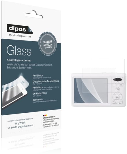 dipos – 2x Matte Pantserfolie geschikt voor BuyWeek 5K 80MP Digitalkamera | 9H Screenprotector
