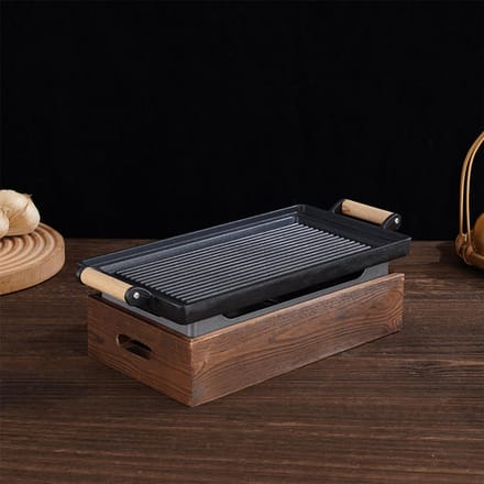 Tablette BBQ Portable à Chauffage à l'Alcool, Plaque Chauffante Multifonction pour Poisson, Kebab, Viande, Restaurants L noir