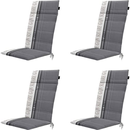 Madison - Tuinstoelkussen Hoge Rug Madison garden grey - Ca. 120x50 cm - Set van 4