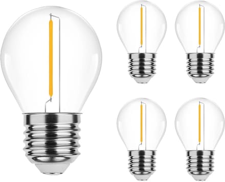 Modee E27 LED Filament Lamp 1W - 70lm - 2700K - Extra Warm Wit - LED Kogellamp G45 - Vervangt 10W Gloeilamp - 5 stuks