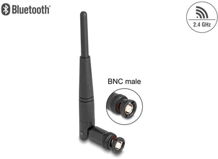 Delock WiFi 2.4 GHz Antenna BNC plug 2 dBi 14.5 cm omnidirectional with tilt joint black