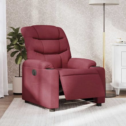 vidaXL - Fauteuil - verstelbaar - elektrisch - stof - wijnrood