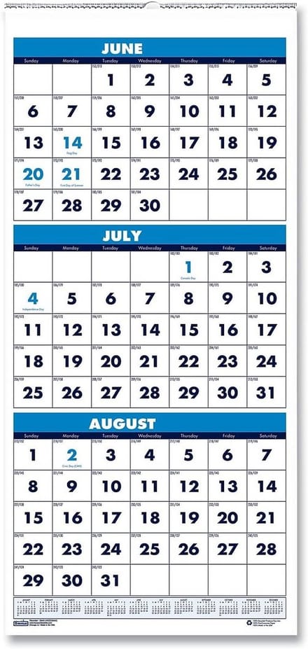Academische Verticale Wandkalender 14 Maanden Juni 2023 t/m Juli 2024 - Groot Formaat