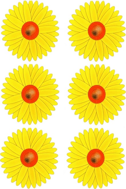 Sunnydays Fruitvliegjes val zonnebloem raamsticker - 6x stickers - geel - diameter 8,5