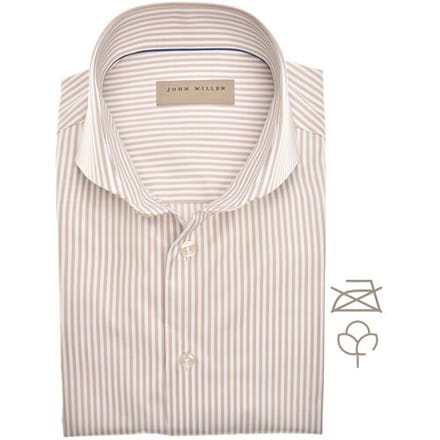John Miller Overhemd Slim Non-Iton Cotton Fine Stripe Licht Bruin / male