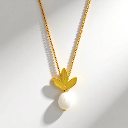 Witte parel vergulde ketting