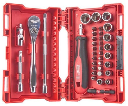 Ratchet, Socket and Bit Set - 38-Piece 1/4 Inch