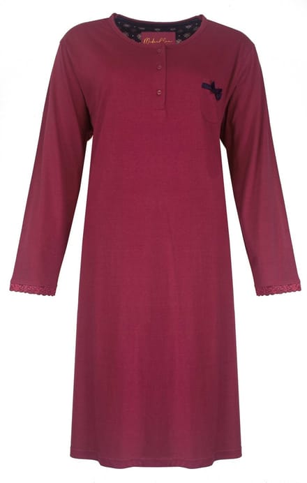 Medaillon Dames Nachthemd - Katoen - Polo Sluiting - Rood - Maat M