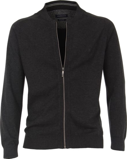 CASA MODA heren vest katoen - met rits - antraciet grijs