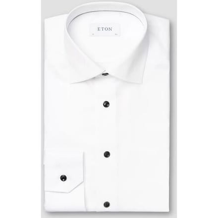 Eton Overhemd Uni Signature Twill Contrast Buttons Wit / male