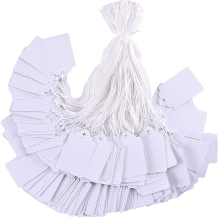 100 Stuks Witte Prijslabels met Elastische Hangkoord voor Sieraden, Cadeaus en Markten