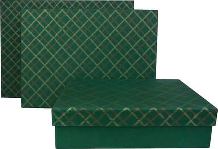 Set van 3 Rechthoekige Geschenkendozen, Gestructureerd Papieren Luxe Cadeaudoos Groen
