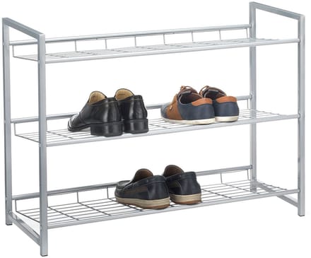 Schoenenrek SYSTEM, zilver gelakt, 3 vakken