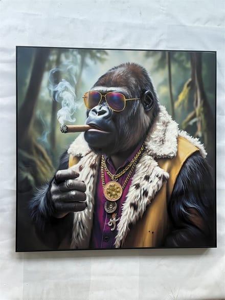Schilderij gorilla sigaar 100x100cm