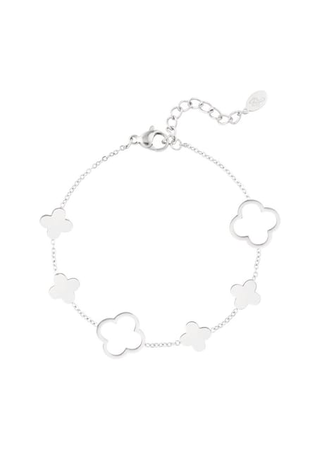Bijoutheek Armband (Sieraad) Klavers open dicht Zilverkleurig