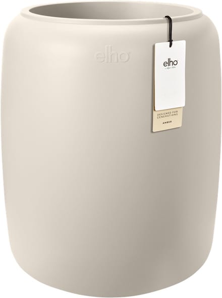 Elho Amber Beads Medium 40 - Bloempot voor Binnen & Buiten - 100% Gerecycled Plastic - Ø 39.2 x H 47.6 cm - Linen white