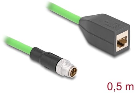 Delock 60572 RJ45 / M12 Netwerkkabel, patchkabel Kabel SF/UTP 0.50 m Groen UV-bestendig 1 stuk(s)