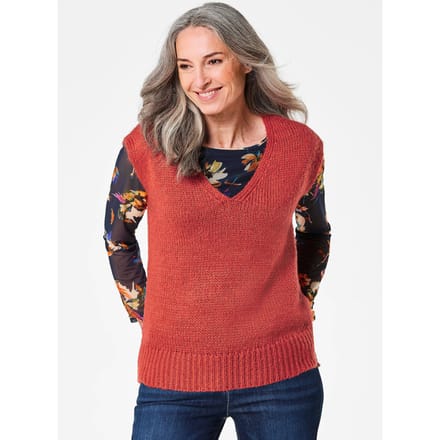 Pullover met V-hals - rood - Gr. 48 van Goldner Fashion