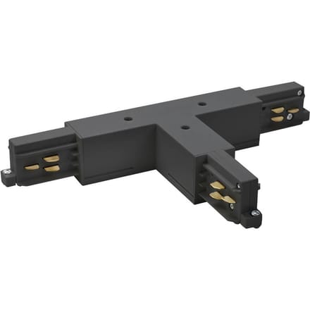 BRUMBERG T-verbinding ONETRACK, zwart, aardedraad links