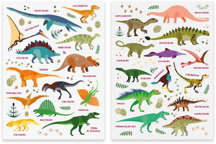 Stickers - Dinosaurussen - 2 Vellen - Scrapbook Hobby DIY Stickervel - 0,5-6cm - 105 Stuks