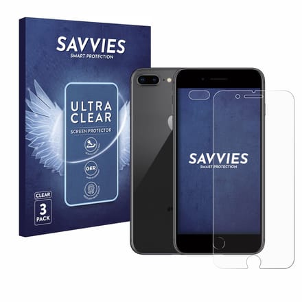 Savvies - Screenprotector voor Apple iPhone 8 Plus (Voor+Camera) - Folie Beschermfolie transparant 6 Stuks