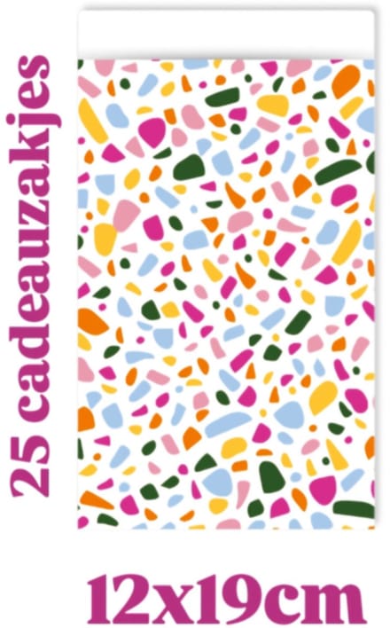 25x Cadeauzakje - Terrazzo - color - 12x19cm -