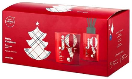 AROMA Home Kerstset: Geurkaars & Diffuser met Stokjes - Appel & Kaneel