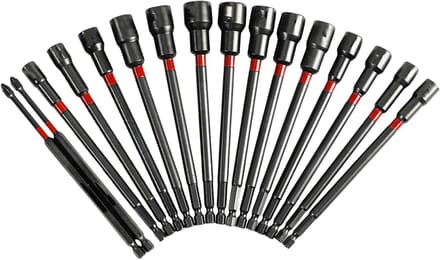 Moerdoppen Set - Dopsleutel Bits - Klus Werk - Magnetische Bevestiging - 1/4 Inch - Zilver