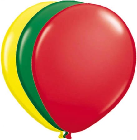 ballonnen 25 cm latex rood/groen/geel 25 stuks