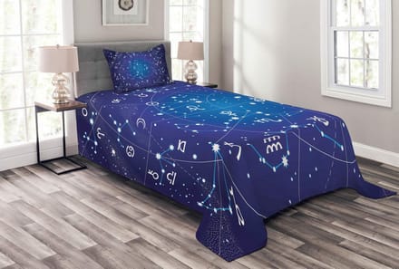 ABAKUHAUS Astrologie Bedsprei-Set – Constellatie – 170x220 Donkerblauw