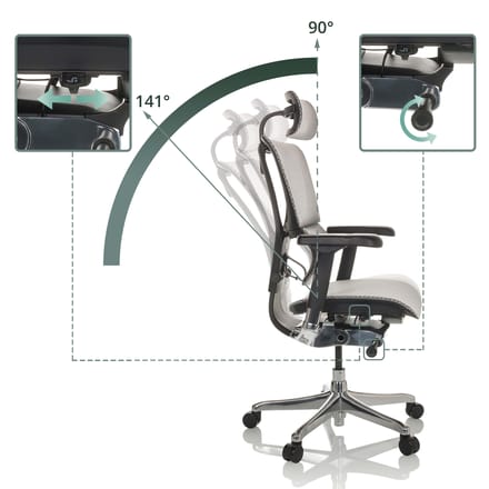 Bureaustoel / Directiestoel ERGOHUMAN SLIM GEN2 Netstof lichtgrijs hjh OFFICE