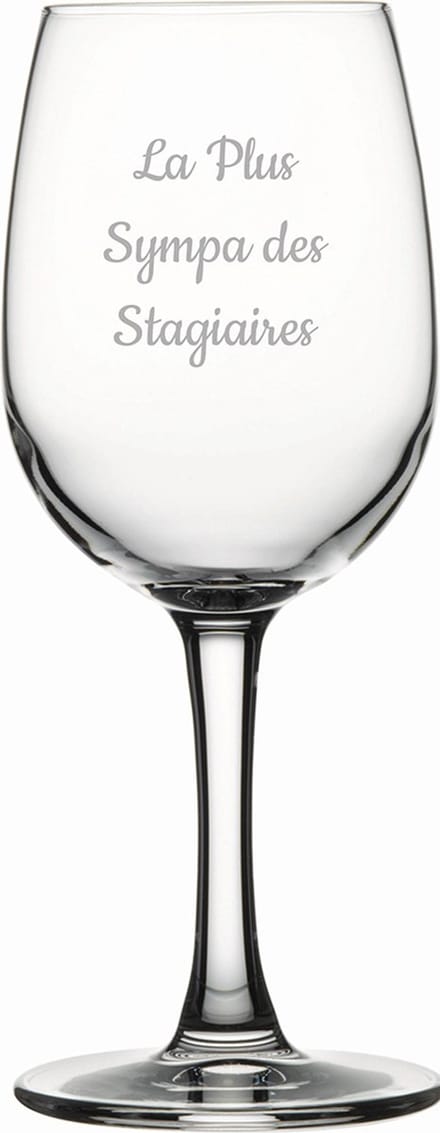 Witte wijnglas gegraveerd - 26cl - La Plus Sympa des Stagiaires