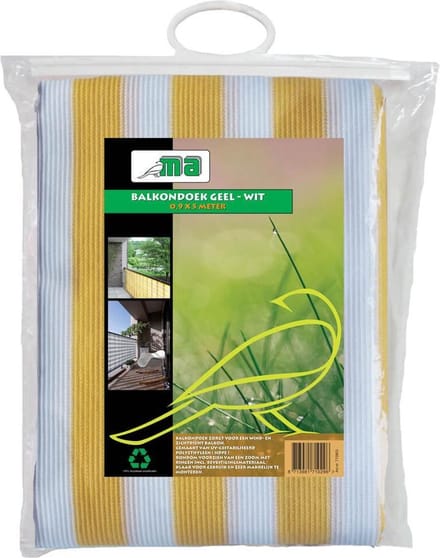 Balkondoek - Geel / Wit - 0.9 x 5 meter