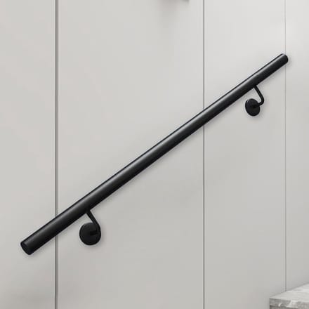 Trapleuning Set - Muurbeugel Greep - Veilig Traplopen - Stevig Smeedijzer - 180 cm - Zwart
