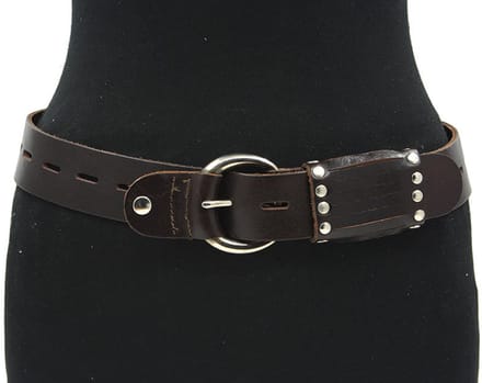Dames bruine afhangriem - 4 cm breed - Leer - Brede riem - Stoer - Maat 90