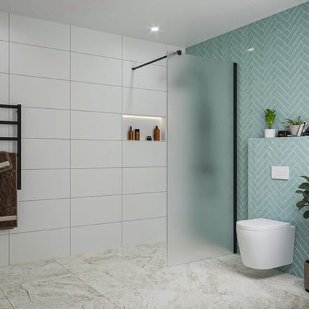 FugaFlow Eccelente Vetro inloopdouche badkamer - 90x200cm - mat glas - wandarm - mat zwart -