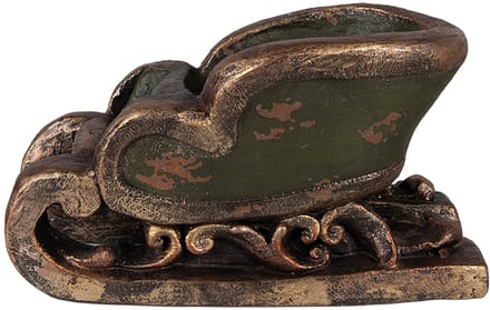 Clayre & Eef Kerstdecoratie Beeld Slee 35x23x21 cm Groen Keramiek