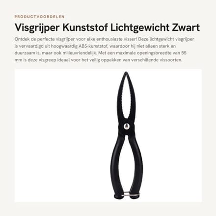 Visgrijper Lichtgewicht - Vistang - Visliphouder - Antislip Handgreep - ABS - Zwart - Duurzaam