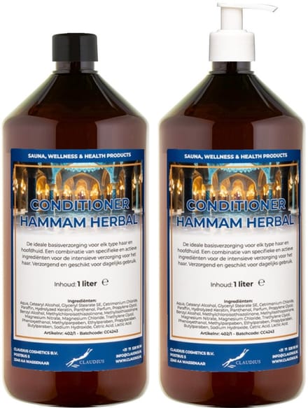 Hairconditioner Hammam Herbal 1 liter met witte pomp - set van 2 stuks