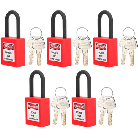 5 Sets Lockout Slot 38mm Nylon Technisch Stofdicht Beveiligingshangslot voor Industriële LocatieRood rood