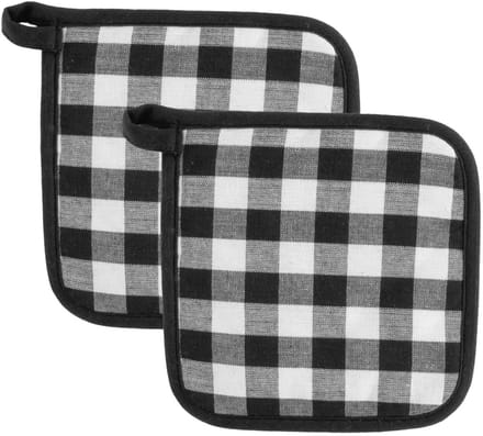 Tiseco Gingham Pannenlap - 2 Stuks - 20 x 20cm - Zwart