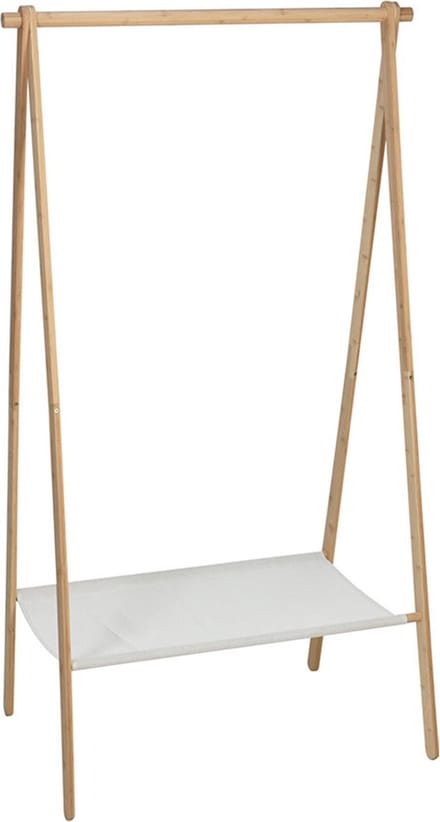 H&S Collection Kledingrek met plank - bamboe- lichtbruin/wit