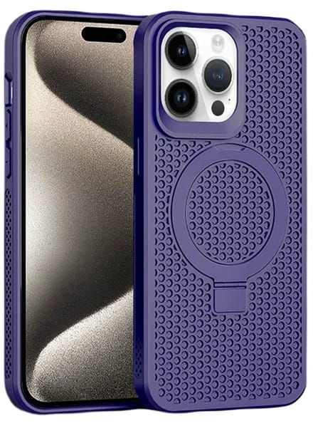 Cityhoesje - iPhone 15 Pro Max - Magnetic - Ring Holder Kickstand - Protective – Backcase - Paars