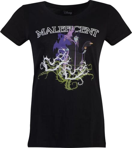 Disney Maleficent - Gel Printed Dames Tshirt - M - Zwart
