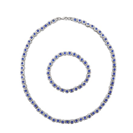 Behave - Klassieke Ketting en Armband Set met Blauwe Stenen