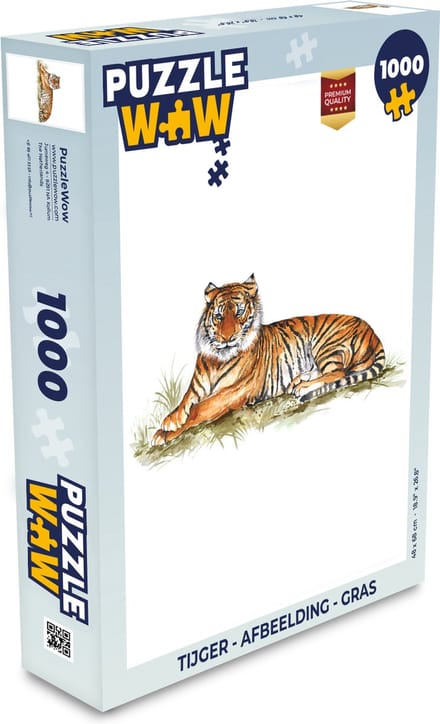 Puzzel Tijger - Afbeelding - Gras - Legpuzzel - Puzzel 1000 stukjes volwassenen